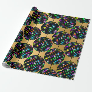 GOLD Discoball BIRTHDAY WEDDING WRAP Wrapping Paper