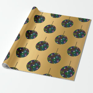 GOLD Discoball BIRTHDAY WEDDING WRAP Wrapping Paper