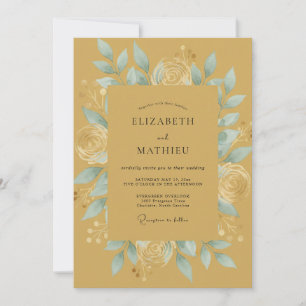 Gold Distinguished Botanical Wedding Invitation