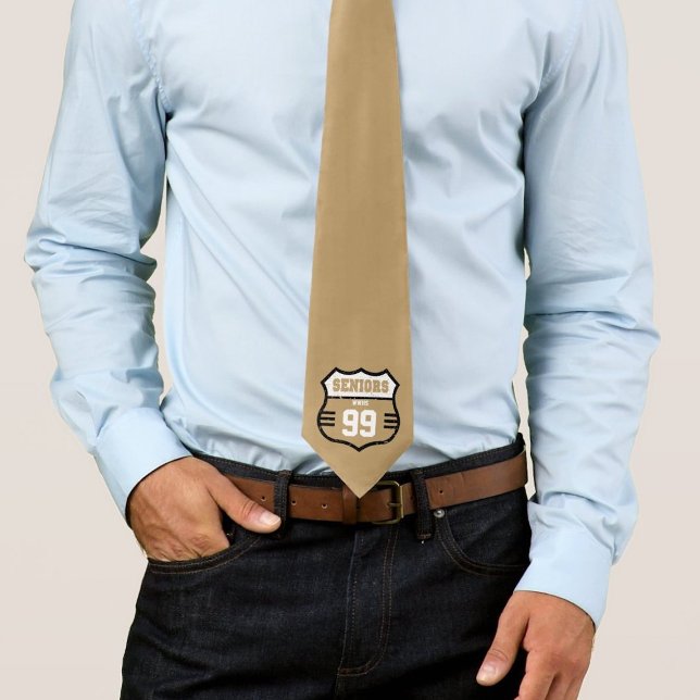 Gold Distressed Seniors Road Sign Tie (Creator Uploaded)