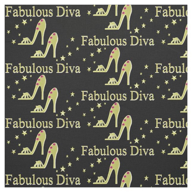 GOLD DIVA AND SHOE QUEEN FASHIONISTA FABRIC (Swatch)