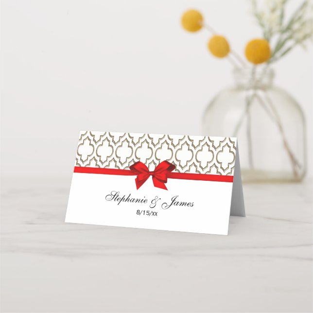 Gold DIY Moroccan DIY Bow Colour Escort Card (Front)