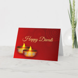 Gold Diyas on Red Card