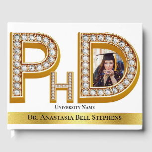Gold Doctorate PhD Graduation Ceremony Party Photo Guest Book