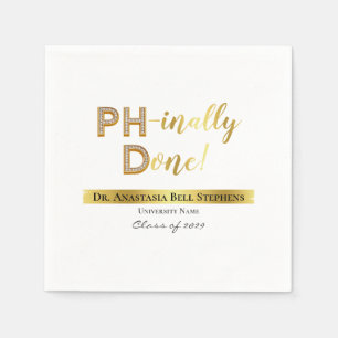 Gold Doctorate PhD Graduation Ceremony Party Photo Napkin