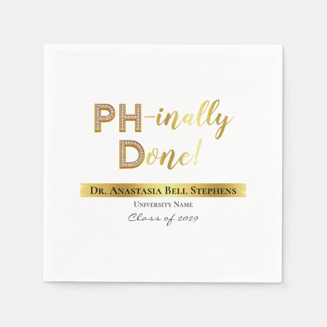 Gold Doctorate PhD Graduation Ceremony Party Photo Napkin (Front)