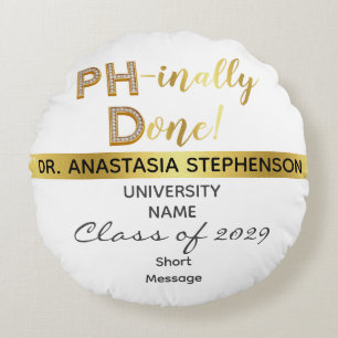 Gold Doctorate PhD Graduation Ceremony Party Round Cushion