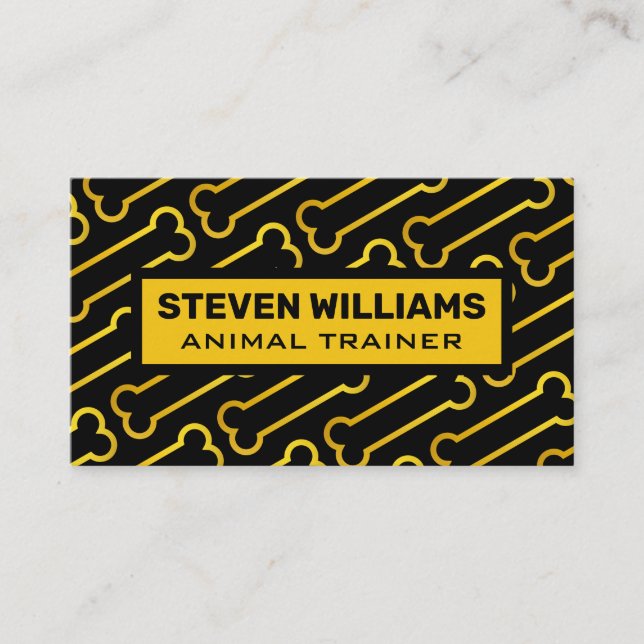 Gold Dog Bone Pattern Business Card (Front)