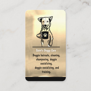 Gold Dog Grooming & Pet Care Business Card Design