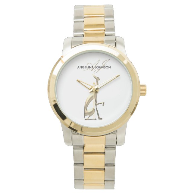 Gold Dog Monogram Personalised Watch (Front)