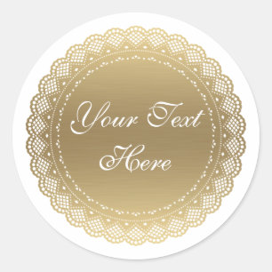 Gold Doily Customisable Round Sticker
