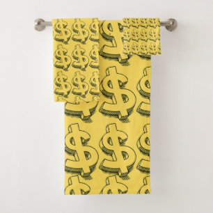 gold dolar bath towel set