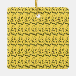 gold dolar ceramic ornament