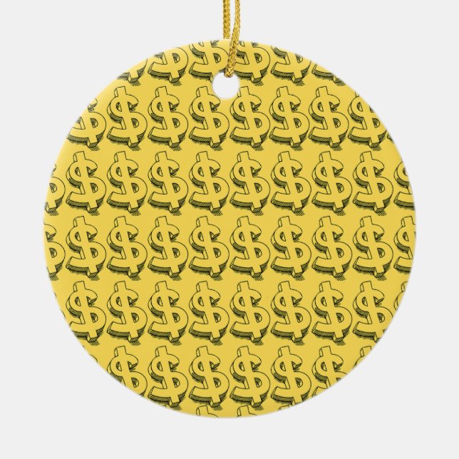 gold dolar ceramic tree decoration (Front)