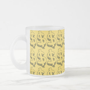 gold dolar frosted glass coffee mug