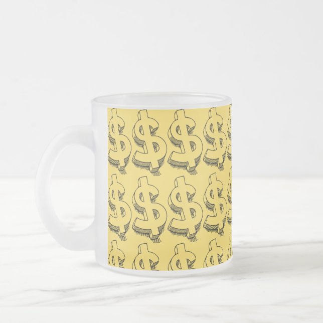 gold dolar frosted glass coffee mug (Left)