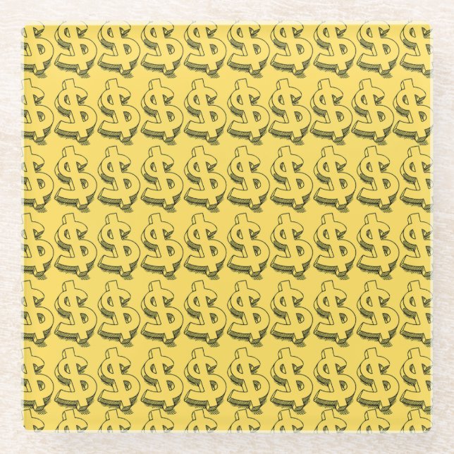 gold dolar glass coaster (Front)