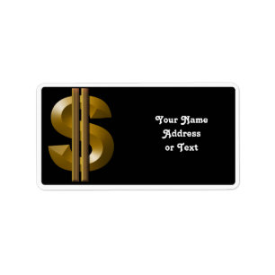 Gold Dollar Sign Label