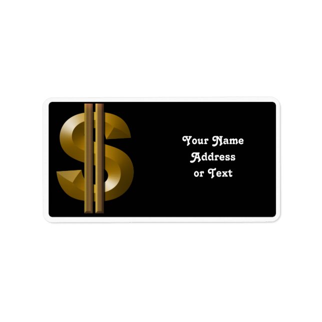 Gold Dollar Sign Label (Front)