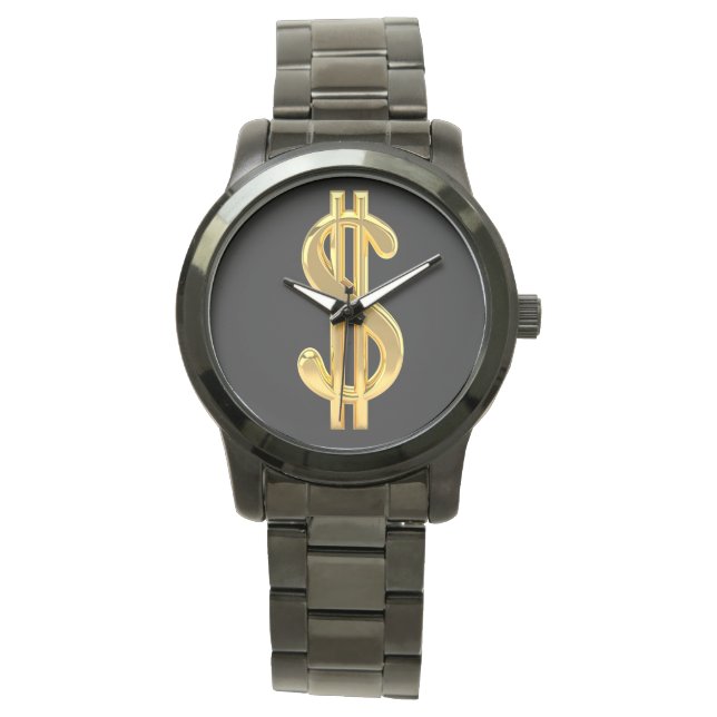 Gold Dollar Sign Men's Watch (Front)