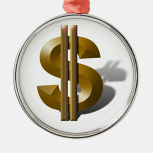 Gold Dollar Sign Metal Tree Decoration