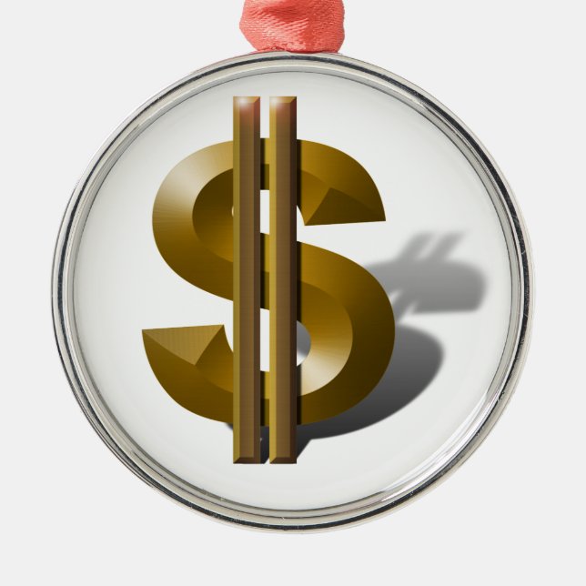 Gold Dollar Sign Metal Tree Decoration (Front)