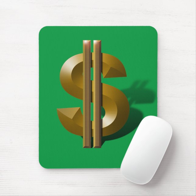 Gold Dollar Sign Mouse Mat (With Mouse)