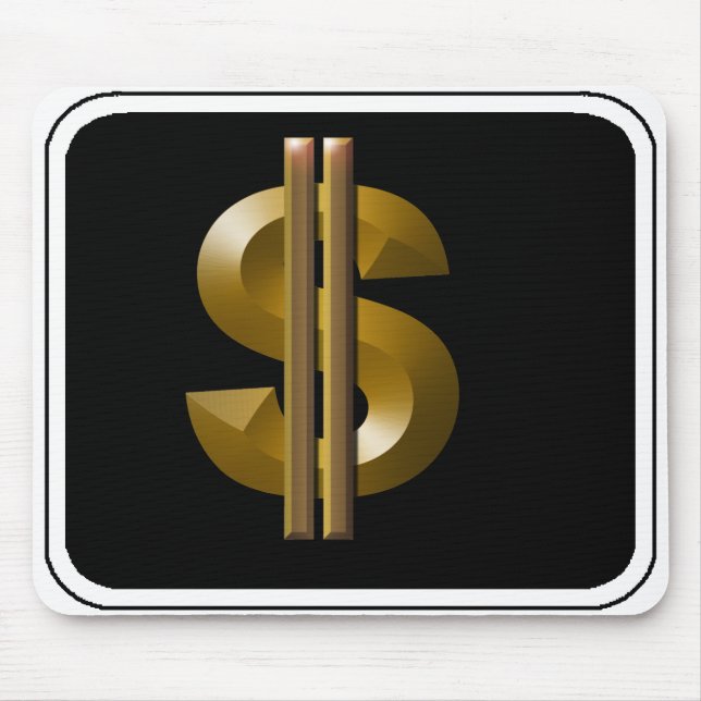 Gold Dollar Sign Mouse Mat (Front)