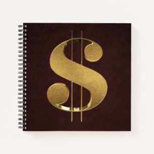 Gold Dollar Sign Notebook