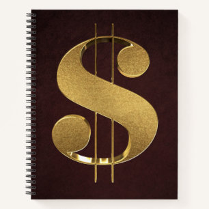 Gold Dollar Sign Notebook