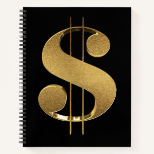 Gold Dollar Sign Notebook