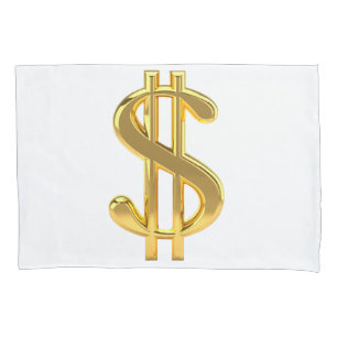 Gold Dollar Sign Pillow Case