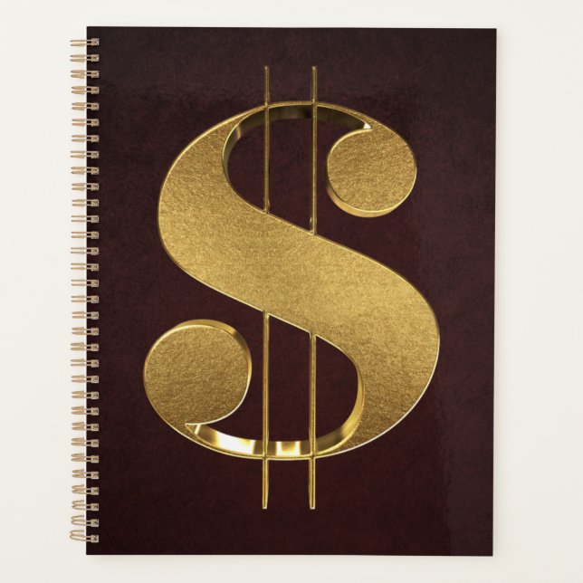 Gold Dollar Sign Planner (Front)