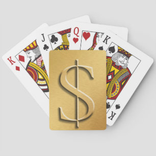 Gold Dollar Sign Playing Cards