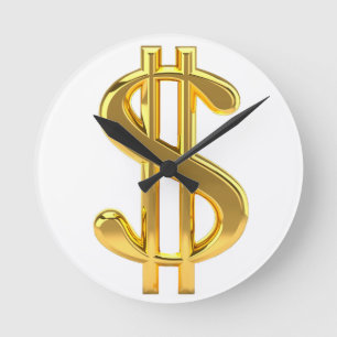 Gold Dollar Sign Wall Clock