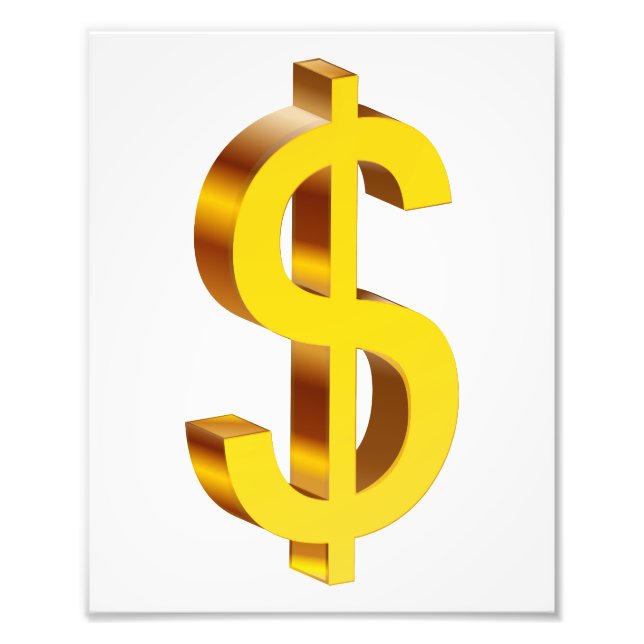 Gold Dollar Symbol Photo Print (Front)