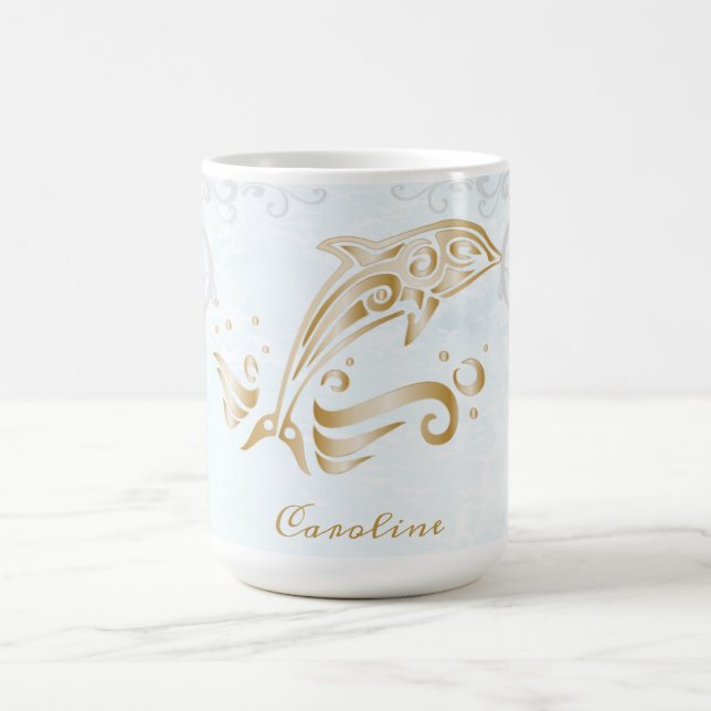 Gold Dolphin Personalised Coffee Mug (Center)