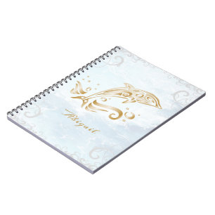 Gold Dolphin Personalised Notebook