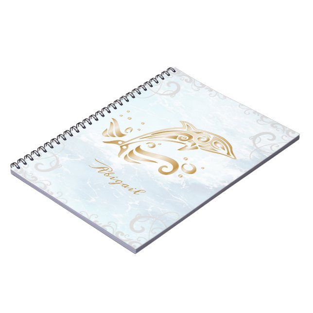 Gold Dolphin Personalised Notebook (Left Side)