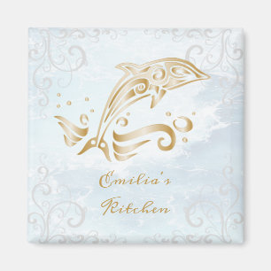 Gold Dolphin Personalized Magnet