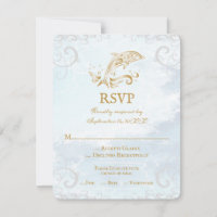 Gold Dolphin Wedding RSVP Card
