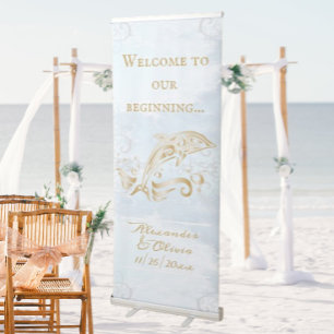Gold Dolphin Wedding Welcome Banner
