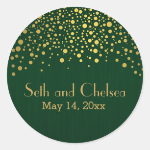 Gold Dots and Dark Green   Personalise Classic Round Sticker