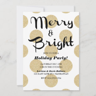 Gold Dots Black & White Modern Simple Elegant Invitation