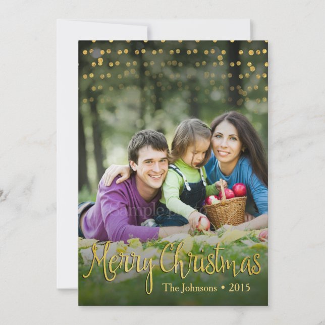 Gold Dots Elegant Christmas Card Design (2 sides) (Front)
