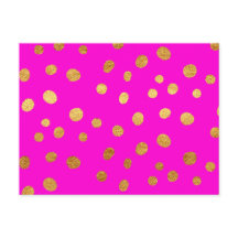 Gold Dots Faux Foil Hot Pink Magenta Pattern