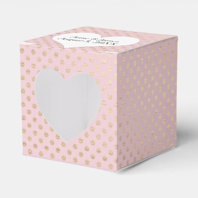 Gold Dots On Blush Pink Favour Box (Front Side)