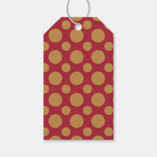 Gold Dots On Red  Gift Tags