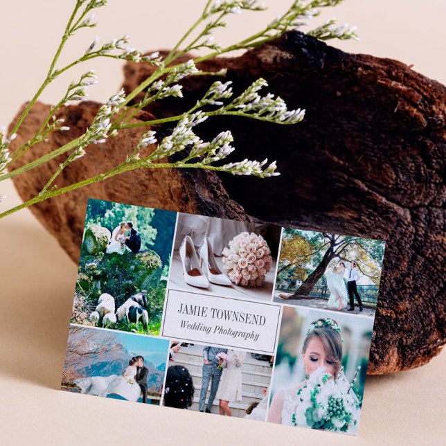 Gold Dots Photo Collage Professional Photographer Business Card (Creator Uploaded)