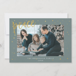 Gold Dots Sage Green Christmas Holiday Card